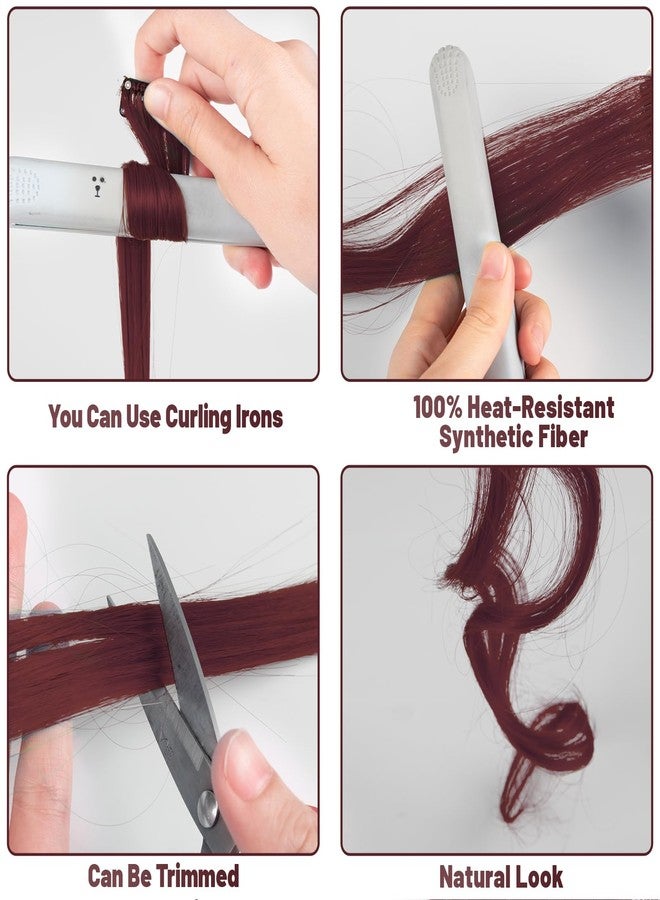 توفافا وصلات شعر TOFAFA بطول 22 بوصة باللون العنابي، وصلات شعر صناعية بلون الكرز الأحمر مع مشابك، قطع شعر طويلة مستقيمة ملونة للبنات والسيدات والأطفال، هدية مميزة (10 قطع باللون الأحمر العنابي) - Image 5